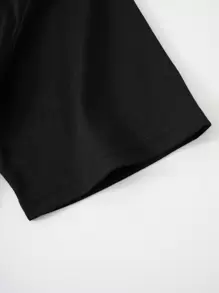 ROMWE MEN Men Letter Graphic Tee - Black - View 3