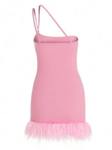 Women's Sexy Halter Fringe Backless Bodycon Mini Dress - Pink - View 4