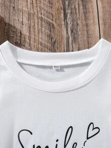 SHEIN Tops con gái lớn Tim Lá thư Giải trí - trắng - Xem 5