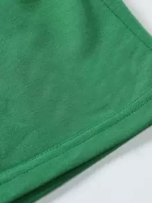 Manfinity Homme 男士腰部抽繩素色運動短褲 - 綠色 - 查看 3