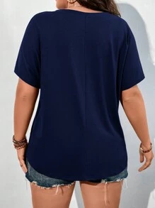 Vionelle 大碼素色蝙蝠袖T恤 - 藍色 - 查看 2