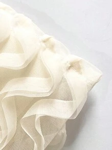 Teen Girl Puff Sleeve Dress - Beige - View 6