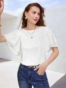 MOTF PREMIUM VISCOSE BUTTERFLY SLEEVE TOP - White - View 4