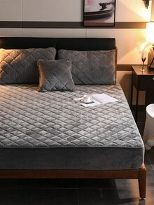 灰色的縫紉細節床上用品包括床單套,枕套 - 深灰色 - 查看 2