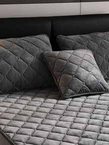 灰色的縫紉細節床上用品包括床單套,枕套 - 深灰色 - 查看 4