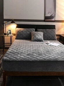 灰色的縫紉細節床上用品包括床單套,枕套 - 深灰色 - 查看 6