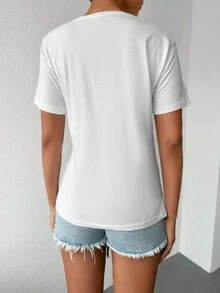 Cottnline Rhinestone Detail Tee - trắng - Xem 6