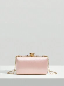 SHEIN Belle Long lanh lấp lánh, sáng bóng quyến rũ, thanh lịch, tinh tế, túi chuỗi hộp trang trí bằng kim cương nhỏ, túi đựng bữa tối, túi buổi tối cho cô gái dự tiệc, phụ nữ, dành cho nữ Hoàn hảo cho bữa tiệc, đám cưới, vũ hội, bữa tối/tiệc, cho cocktail Món quà tốt nhất cho phụ nữ - Hồng - Xem 3