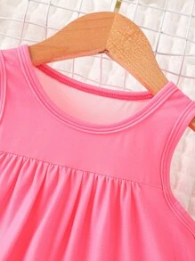 SHEIN 女小童卡通圖案胸部褶皺洋裝