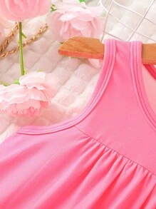 SHEIN 女小童卡通圖案胸部褶皺洋裝