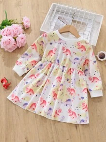 嬰兒恐龍印花洋裝 - 彩色 - 查看 1