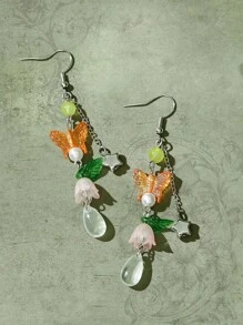 ROMWE Fairycore 1 đôi Boho Loại bướm & Trang trí hoa Thả hoa tai Đối với phụ nữ Để Trang Trí Hàng Ngày - Nhiều màu - Xem 2