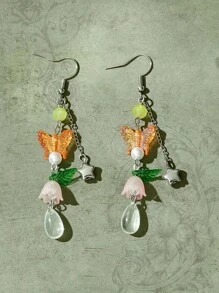 ROMWE Fairycore 1 đôi Boho Loại bướm & Trang trí hoa Thả hoa tai Đối với phụ nữ Để Trang Trí Hàng Ngày - Nhiều màu - Xem 3