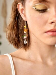 ROMWE Fairycore 1 đôi Boho Loại bướm & Trang trí hoa Thả hoa tai Đối với phụ nữ Để Trang Trí Hàng Ngày - Nhiều màu - Xem 4