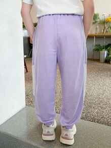 zosee Girls Contrast Side Seam Trousers - Mauve Purple - View 2