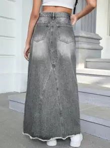 SHEIN ICON Jeansrock mit hoher Taille, umgesäumtem Saum,