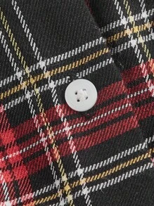 SHEIN MOD Plaid Print Crop Shirt With Tie - Multicolor - View 3