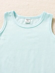 SHEIN Vintaside Kids 嬰兒男孩3入組條紋吊帶連體褲 - 藍白色 - 查看 5