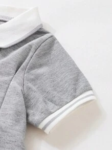 SHEIN Playful Pals 嬰兒Polo領褶皺細節連衣裙 - 灰色 - 查看 4