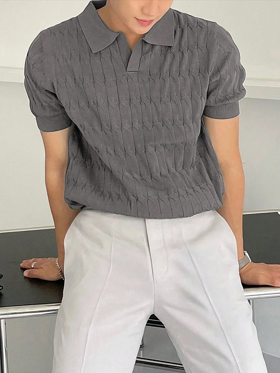 Manfinity Hypemode Áo dệt kim nam màu trơn Giải trí - Xám - Xem 1