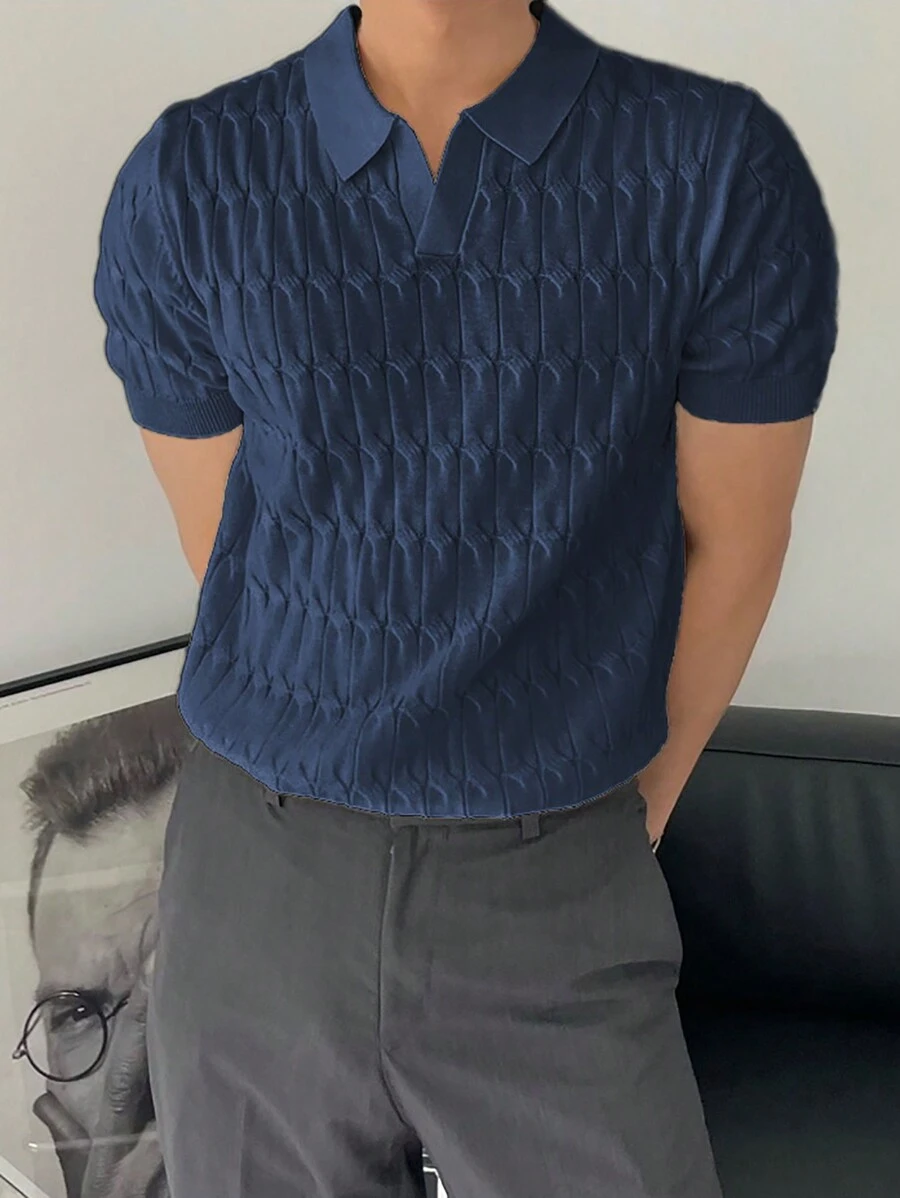 Manfinity Hypemode Áo dệt kim nam màu trơn Giải trí - Màu xanh hải quân - Xem 1