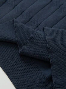 Manfinity Hypemode Áo dệt kim nam màu trơn Giải trí - Màu xanh hải quân - Xem 5