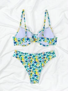 SHEIN Floral Print Underwire Bikini Set For Summer Beach - Multicolor - View 2