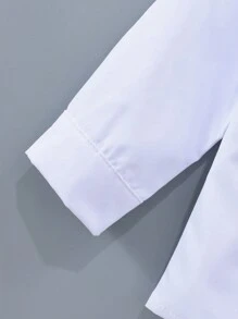 Bé trai mới biết đi Phong cách đại học cổ điển Tiệc cưới giản dị Túi trang trí áo sơ mi dài tay màu trắng trang trọng - trắng - Xem 4