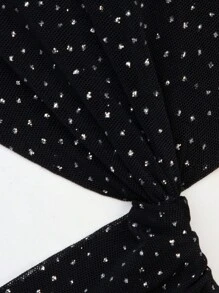 SHEIN BAE One Shoulder Tie Backless Cut Out Waist Split Thigh Dress - Black - View 3