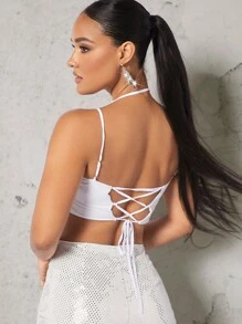 SHEIN BAE Rhinestone Detail Cami Top - White - View 2