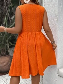 Breezaya 大碼蕾絲拼接連衣裙 - 橘色 - 查看 2