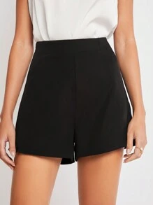 BizChic Solid Wide Leg Shorts Workwear - Black - View 1