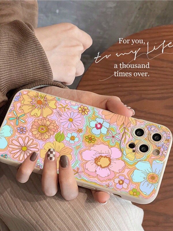 Dear Darling Design Studio 1pc Floral Pattern Silicone Phone Case For