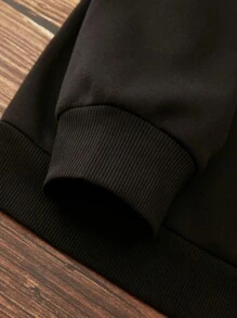 INAWLY Slogan Graphic Thermal Lined Sweatshirt It Is WHAT It Is - Black - View 3