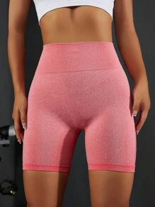 Yoga Basic Quần Shorts Thể thao Nữ màu trơn - Màu Hồng  Dưa hấu - Xem 2