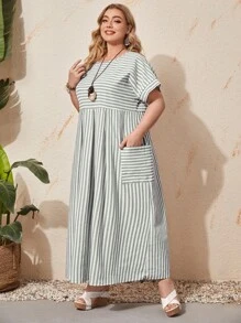 EMERY ROSE Đầm Plus Size Túi Sọc Giải trí - Nhiều màu - Xem 4