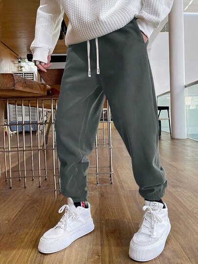 Manfinity EZcore Guys Drawstring Waist Slant Pocket Sweatpants