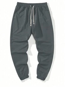 Manfinity EZcore Men Drawstring Waist Slant Pocket Joggers - Dark Grey - View 3