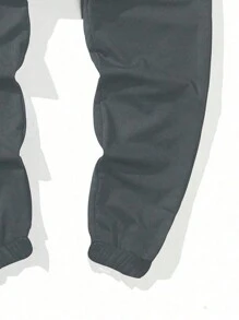 Manfinity EZcore Men Drawstring Waist Slant Pocket Joggers - Dark Grey - View 4