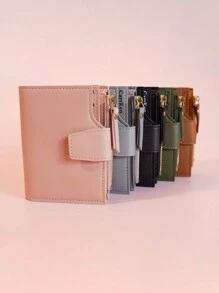 Fashionable Multifunctional Zipper Short Women's Wallet - Green - View 1