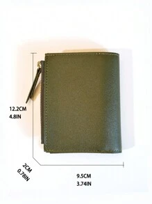 Fashionable Multifunctional Zipper Short Women's Wallet - Green - View 3