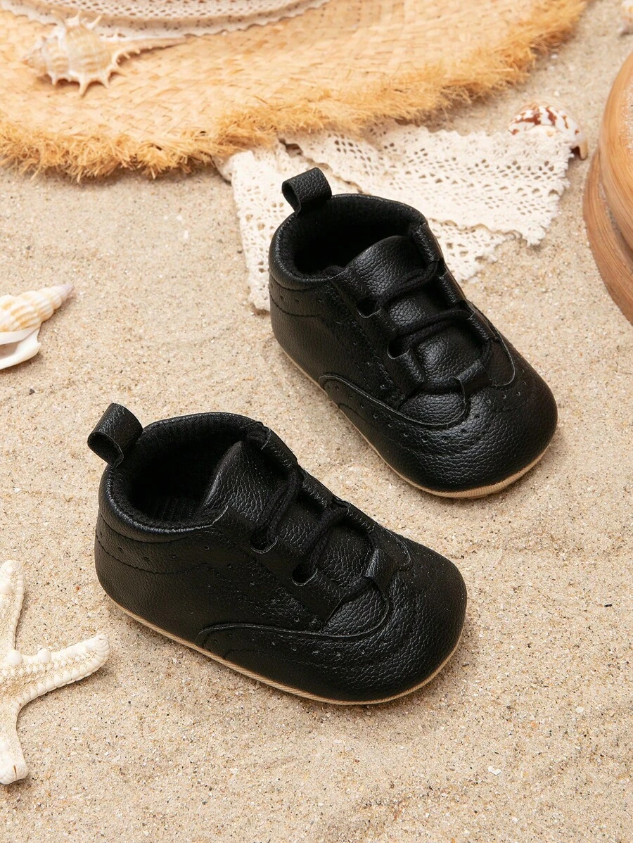 男嬰前繫帶運動板鞋適用於戶外 - 黑色 - 查看 1