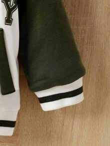 Baby Letter Graphic Raglan Sleeve Two Tone Varsity Jacket - Multicolor - View 5