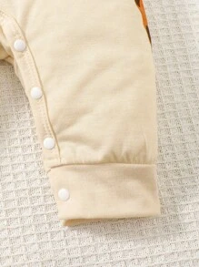 Đứa bé trai Hươu cao cổ & Đồ họa Khẩu hiệu Áo liền quần & Mũ - Màu be - Xem 6