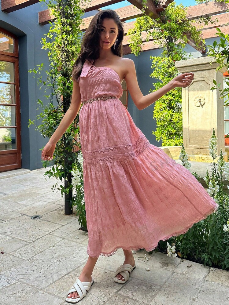 SHEIN Abiti monospalla orlo di pizzo SHEIN ITALIA