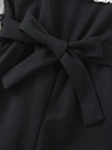 Áo liền quần Em bé Nút viền lá sen Khối Màu Chấm bi - Đen và trắng - Xem 7