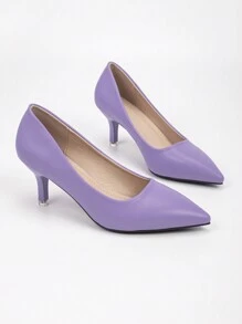 Women's Fashionable Pointed Toe High Heel Pumps - Purple - View 3