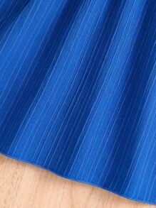 SHEIN 可愛純色女童連衣裙揉皺 - 藍色 - 查看 5