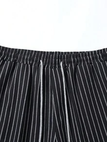 Manfinity Homme Bộ hai mảnh Nam Dây kéo Nút phía trước Sọc Giải trí - Đen và trắng - Xem 5