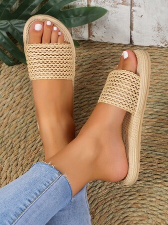 女士們戶外海灘編織拖鞋